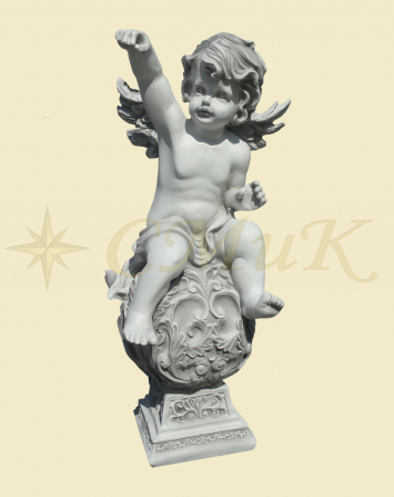 Фигурка (скульптура) ангел на фигурном шаре новый 2 большая из бетона